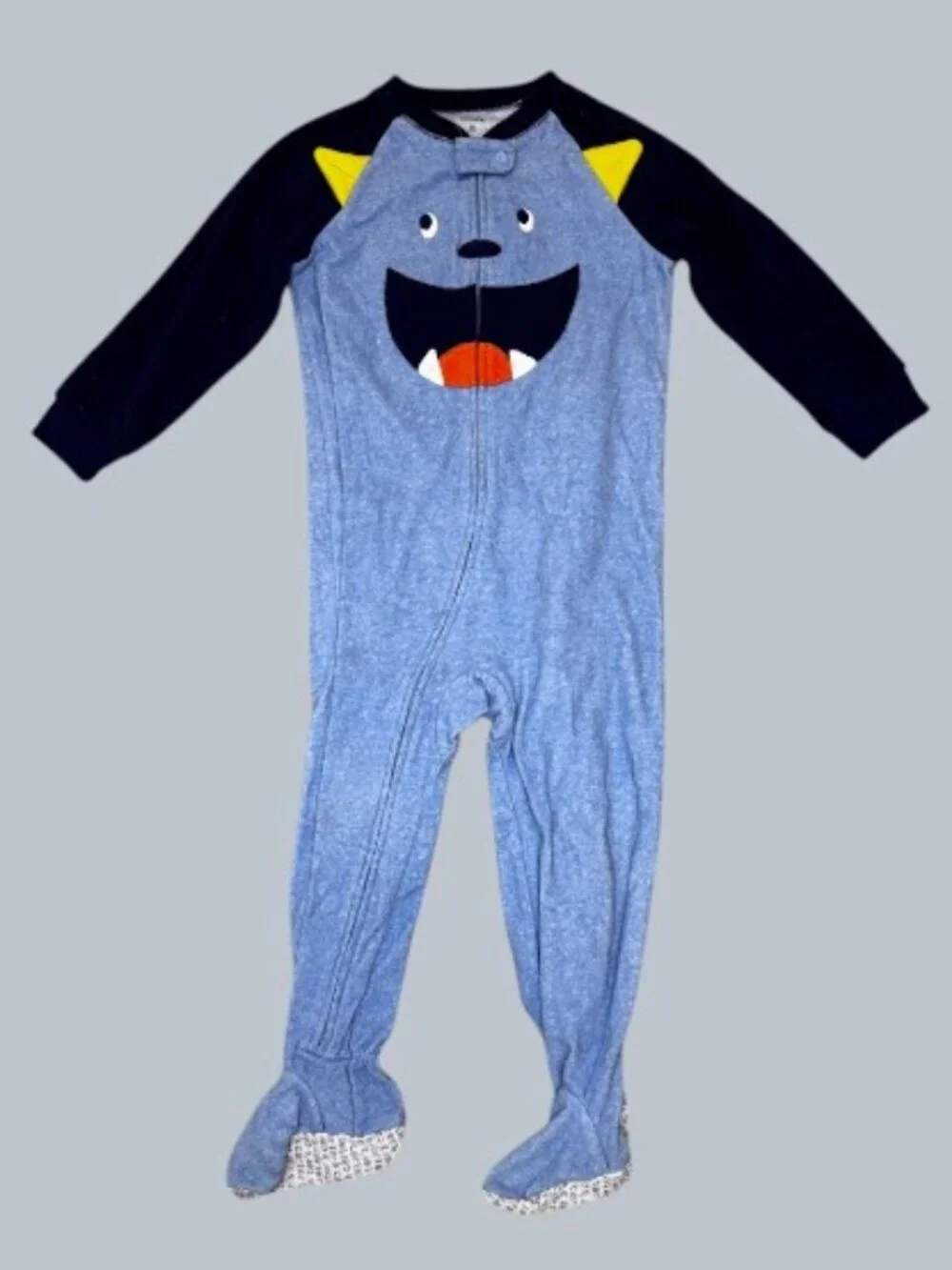Blue Monster Footed Pajamas Sleeper 3T Zip One Piece Boys